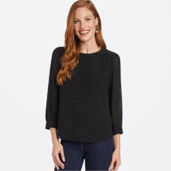 Draper James • Black Belle Meade Leopard Print Blouse - Picture 9 of 11